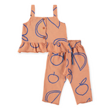 Babyclic Girls Tutti Frutti Peplum Top & Pants Set ~ Orange/Blue