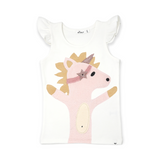 Oh Baby! Terry Applique Flutter Sleeve Tank ~ Unicorn/Cream