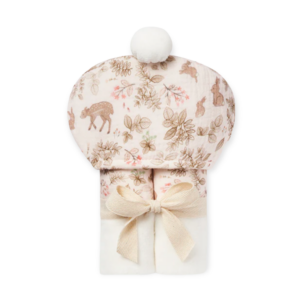Elegant Baby Muslin Hooded Bath Wrap ~ Bunny Print