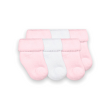 Jefferies Socks Baby Terry Turn Cuff Bootie Socks 3pk ~ Pink/White