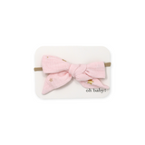 Oh Baby! Printed Gauze Bow Headband ~ Gold Stars/Pale Pink
