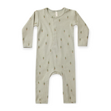 Quincy Mae Ribbed Henley Romper ~ Trees/Pistachio