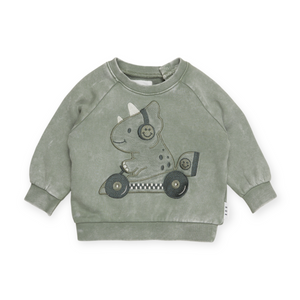 Huxbaby Dino Racer Sweatshirt & Slouch Pants Set ~ Vintage Fern