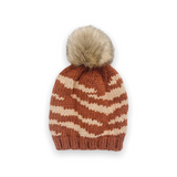 The Blueberry Hill Tiger Knit Hat ~ Cinnamon/Latte