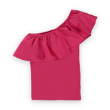 Molo Rebecca One Shoulder Ruffle Top 7-12 ~ Bright Rose