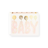 The First Snow Gold Foil Balloons Baby Card ~ Blush
