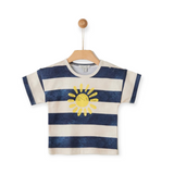 Yell-Oh! Baby Boy Printed Sunshine Tee & Shorts Set ~ Indigo Stripe
