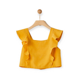 Yell-Oh! Girls Frilled Blouse & Belted Shorts Set ~ Honey Yellow