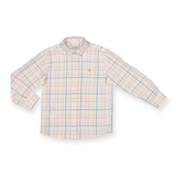 Mayoral Boys Check Button Down Shirt ~ Grapefruit/White