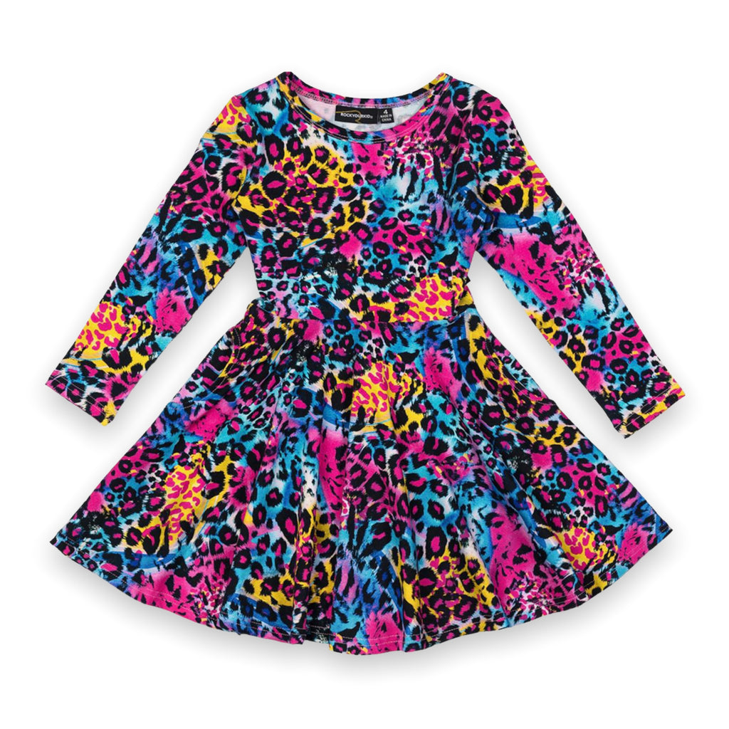 Rock Your Kid Blue Miami Leopard Dress