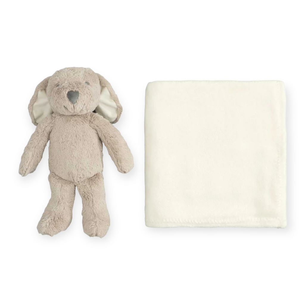 Elegant Baby Bedtime Huggie Blanket w/ Plush Toy ~ Puppy