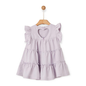 Yell-Oh! Baby Girl Flutter Sleeve Dress w/ Heart Cutout ~ Lavender