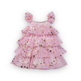 Petite Hailey Baby Layered Frill Dress ~ Pink Stars