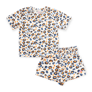 Munster Kids High Tide Tee & Beach Shorts Set ~ Dusk Leopard