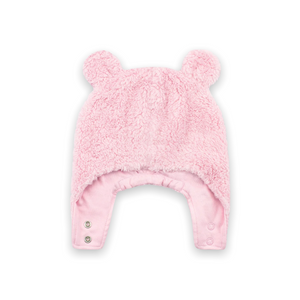 Zutano Furry Bear Hat ~ Baby Pink