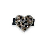 Bari Lynn Puffy Heart Crystal Hair Clip ~ Black/Gold