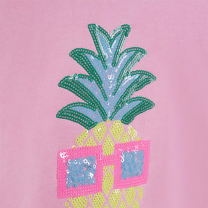 Billieblush Embellished Pineapple Sweatshirt 7-12 ~ Pink