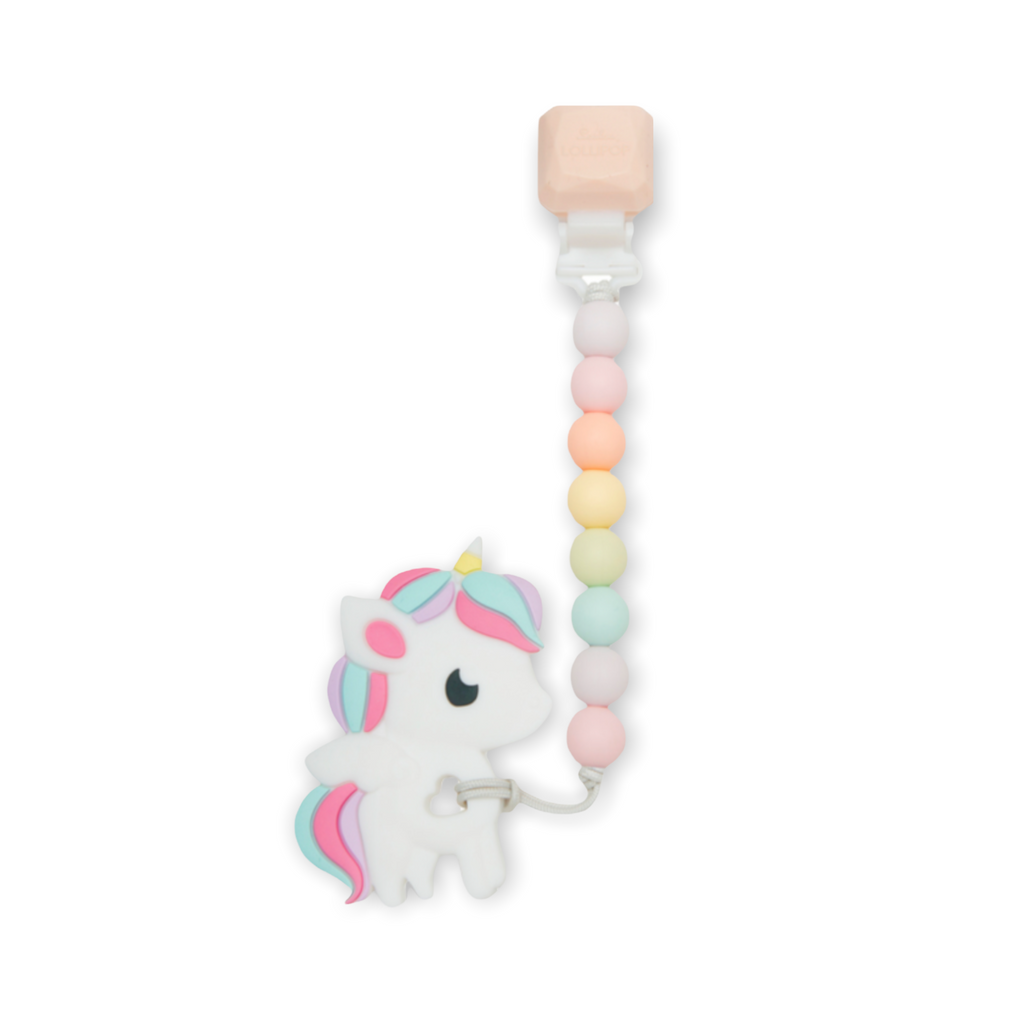 Loulou Lollipop Silicone Teether Gem Set ~ Rainbow Unicorn