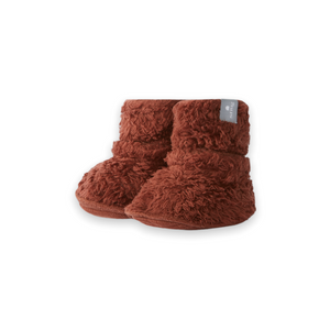 Snug Fuzzy Fleece Booties ~ Brick