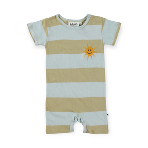 Molo Baby Finn Short Romper ~ Iced Blue Stripe