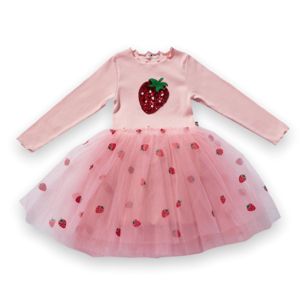 Petite Hailey Strawberry Tutu Dress ~ Pink