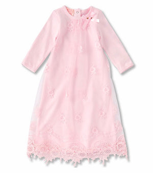 Biscotti Embroidered Mesh Overaly Gown