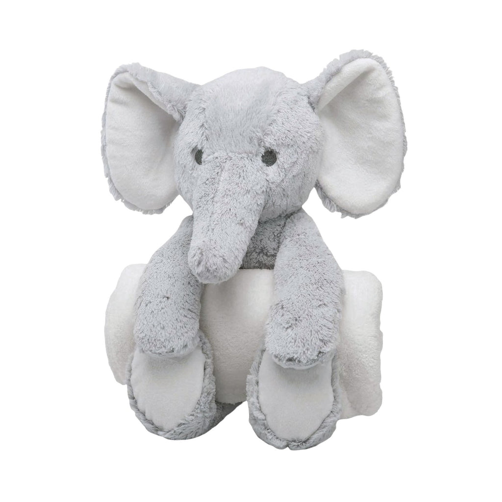 Elegant Baby Bedtime Huggie Blanket w/ Plush Toy ~ Grey Elephant
