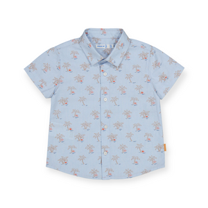 Mayoral Baby Boy Printed s/s Button Down Shirt ~ Palms/Light Blue