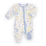 Magnetic Me Cotton Magnetic Ruffle Footie ~ Blue Blossom