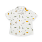 Mayoral Baby Boy Printed s/s Button Down Shirt ~ Dinosaurs/White