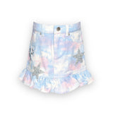 Baby Sara Denim Skirt w/ Ruffle ~ Pink/Blue Tie Dye