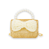 Tiny Treats Pearl Bow & Handle Glitter Handbag