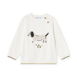 Mayoral Baby Boy Knit Doggy Sweater ~ Cream