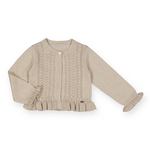 Mayoral Baby Girl Knit Peplum Cardigan ~ Taupe