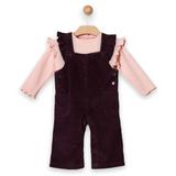 Yell Oh! Baby Girl Frill Top and Corduroy Overalls Set ~ Pink/Mauve