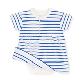 Petit Bateau Striped Onesie Dress ~ White/Blue