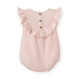 Elegant Baby Embroidered Muslin Ruffle Bubble ~ Pink