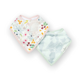 Loulou Lollipop Muslin Bandana Bib Set ~ Shell Floral