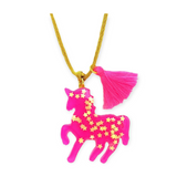 Bottleblond Sparkly Unicorn Necklace ~ Hot Pink