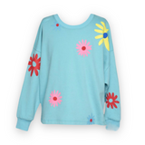 Hannah Banana Printed Sweatshirt & Shorts Set ~ Flowers/Turquoise