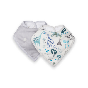 Loulou Lollipop Muslin Bandana Bib Set ~ Dinosaurs