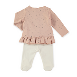 Babyclic Twinkle Ruffle Kimono Top & Footed Pants Set ~ Pink/Cream