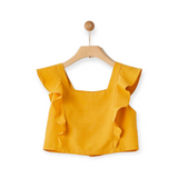 Yell-Oh! Girls Frilled Blouse & Belted Shorts Set 7-12 ~ Honey Yellow