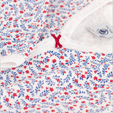 Petit Bateau Front Snap Printed Footie ~ Blue/Red Floral