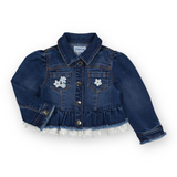Mayoral Baby Girl Lace Embroidered Jean Jacket ~ Dark Denim