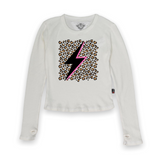 T2Love Thermal l/s Top w/ Leopard Bolt Graphic ~ White