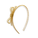 Lilies & Roses Thin Bow Headband ~ Gold Glitter