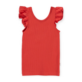 Molo Ranja Flutter Sleeve Ribbed Tank ~ Apple Red