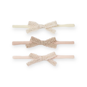 Elegant Baby Sparkle Lace Headbands 3pk ~ Neutral