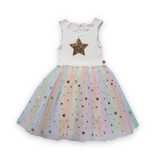 Petite Hailey Baby Bailey Tutu Dress ~ White/Rainbow